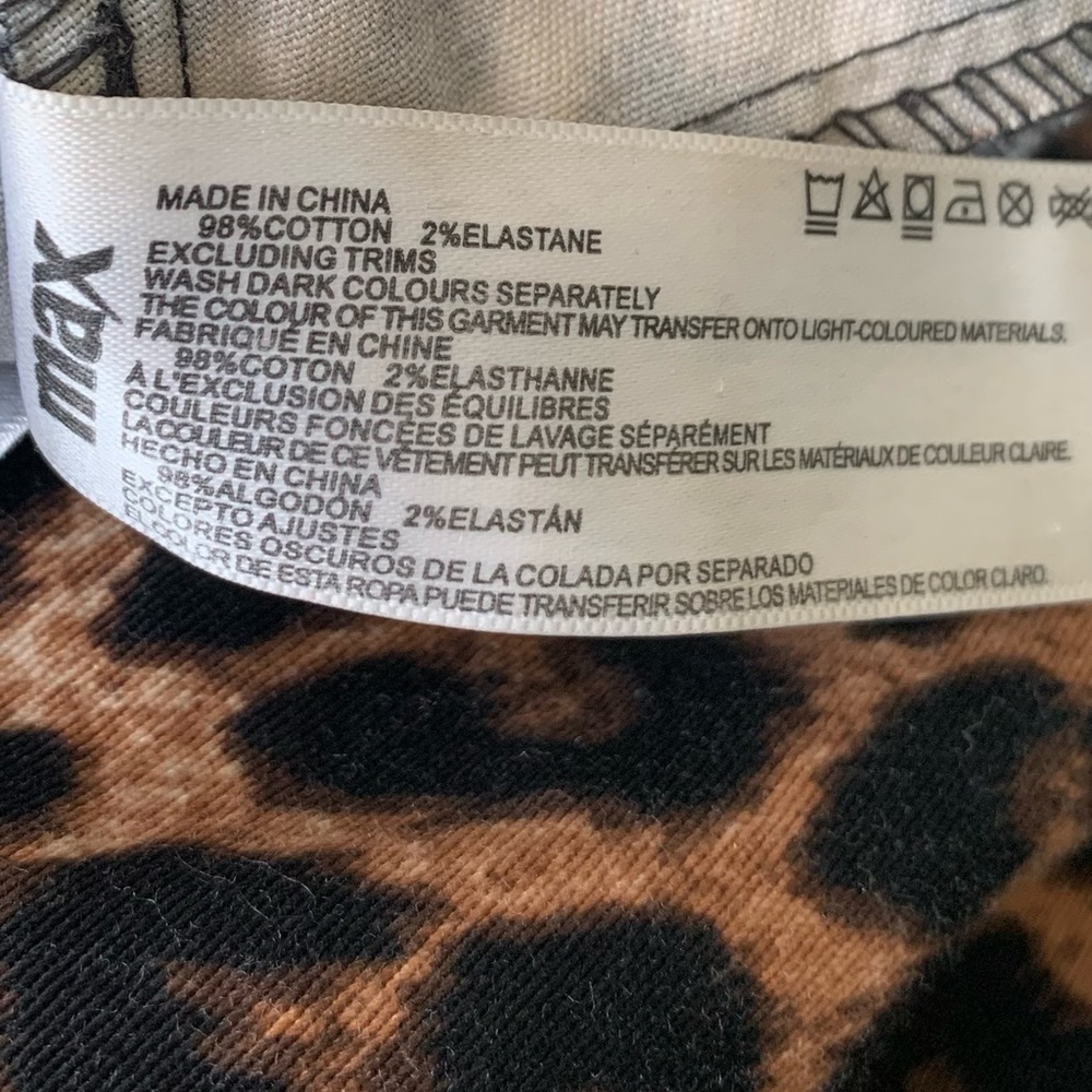 Leopard Print Straight Leg Stretch Jeans With Tuxedo Stripes Size 36 Euro (6-8) - Picture 16 of 16